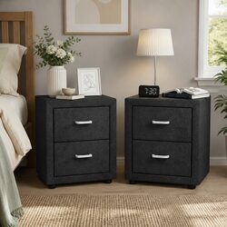 Modern Charcoal Bedside Table with 2 Drawers