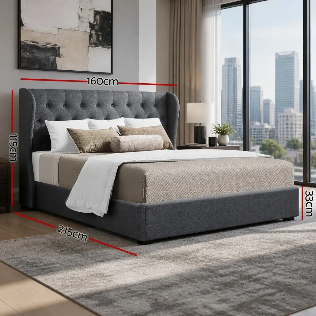 Charcoal Queen Size Gas Lift Bed Frame with Storage