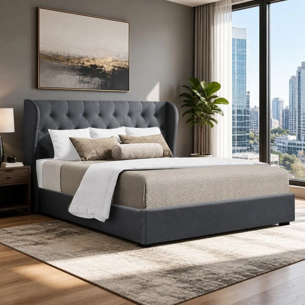 Charcoal Queen Size Gas Lift Bed Frame with Storage