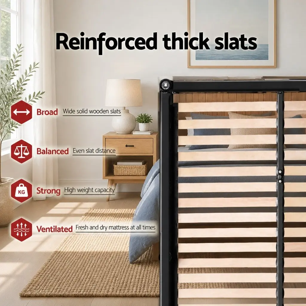 King Single Bed Frame Grey Upholstered Gas Lift Storage Padded Headboard Wood Slat Base