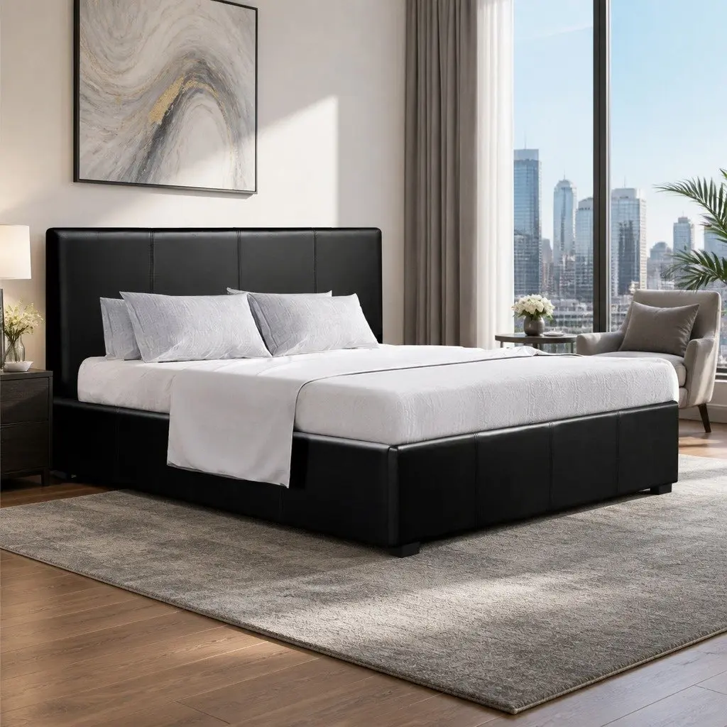 Queen Size Gas Lift Storage Bed Frame in Black