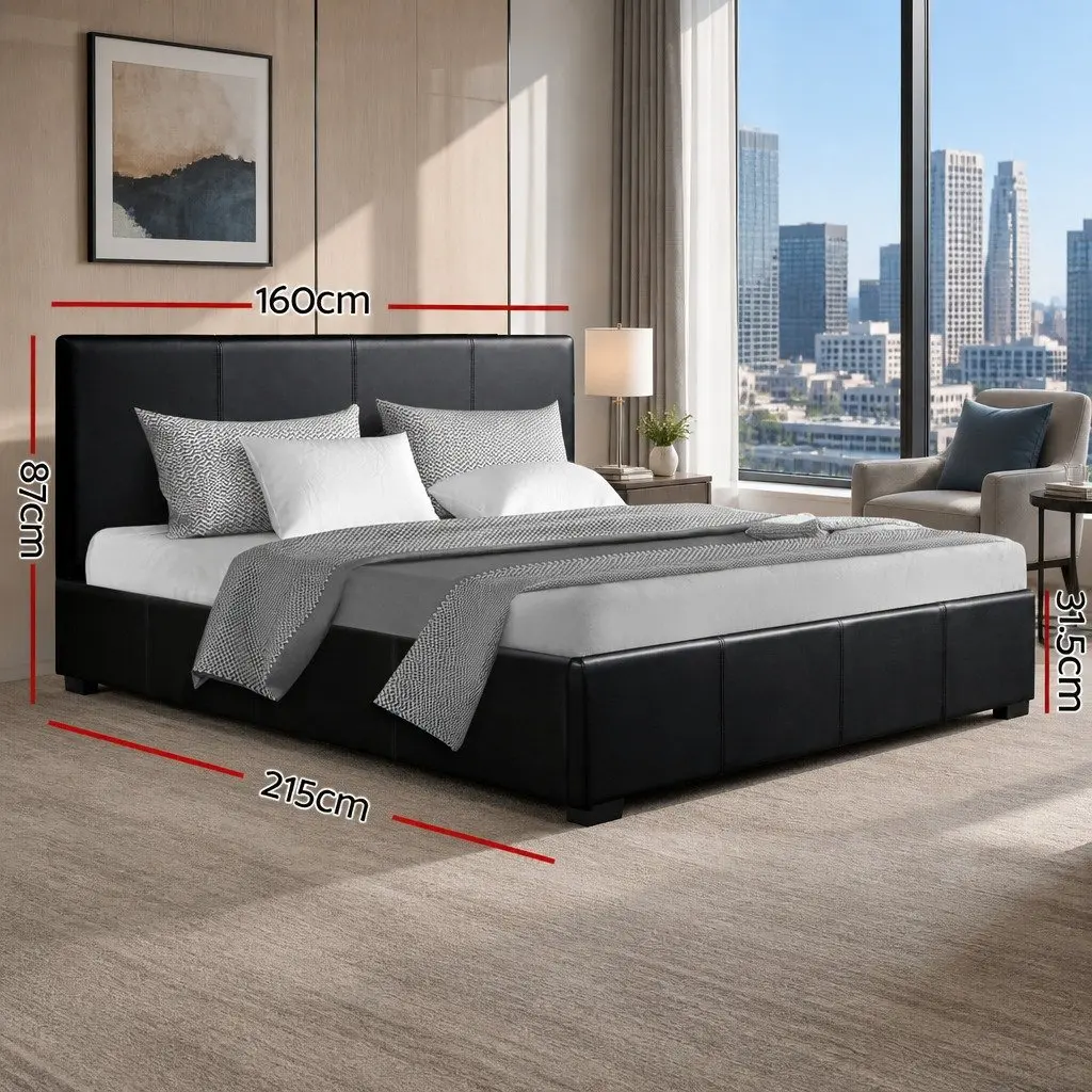 Queen Size Gas Lift Storage Bed Frame in Black