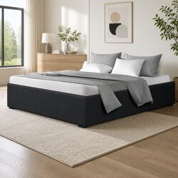 Charcoal Gas Lift Bed Frame with Storage for Double Mattress
