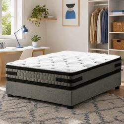 King Single Bed Frame with Gas Lift Storage and Mattress Set