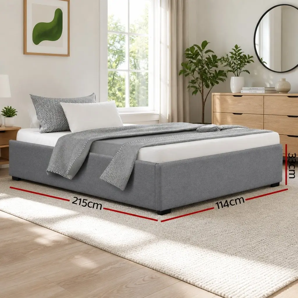 Grey King Single Gas Lift Bed Frame with Storage