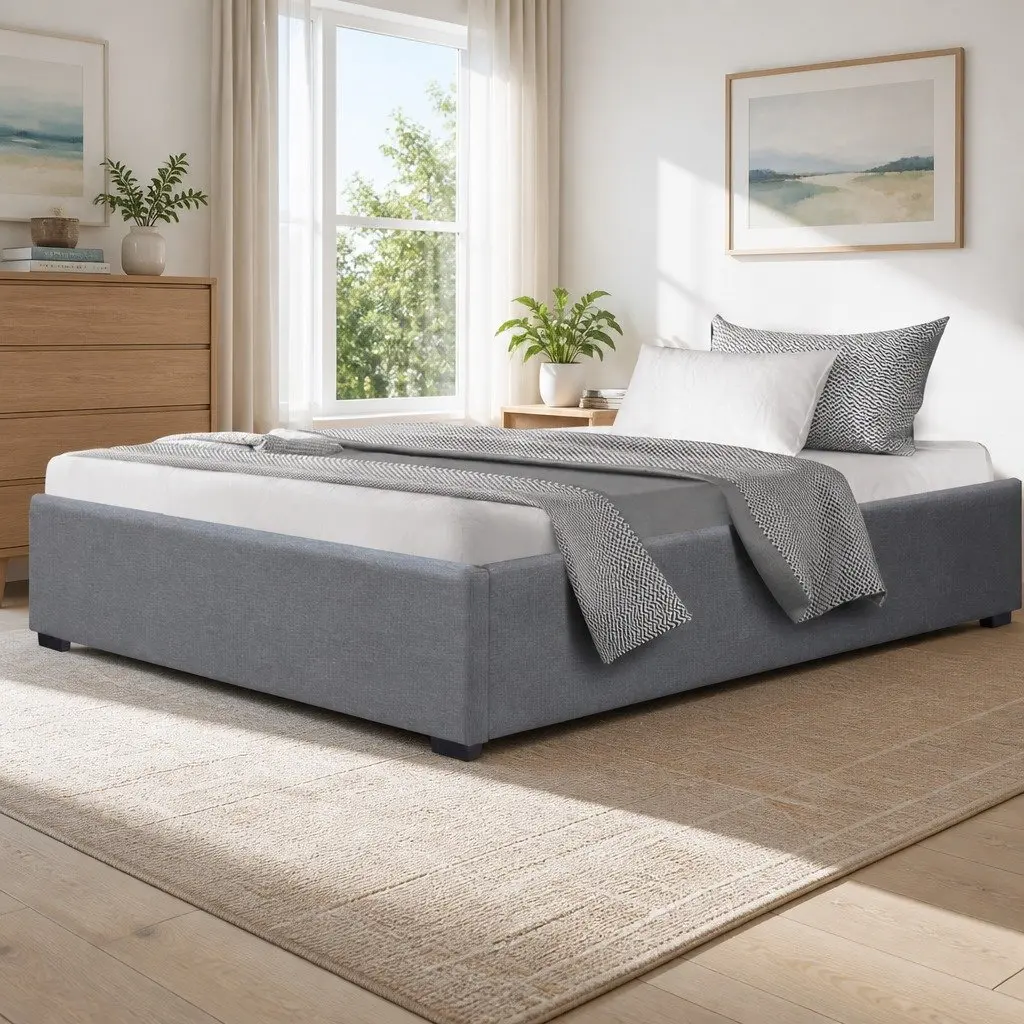Grey King Single Gas Lift Bed Frame with Storage