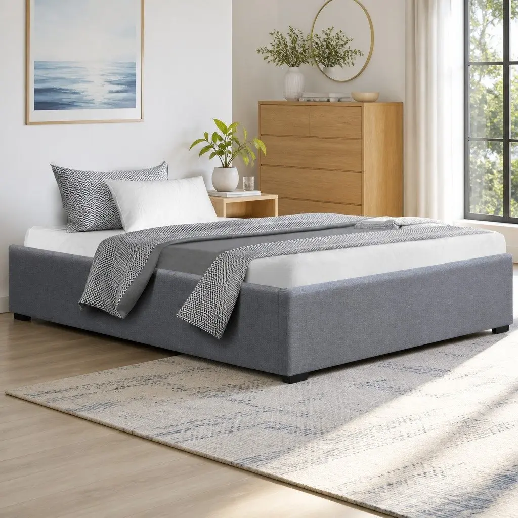 Grey King Single Gas Lift Bed Frame with Storage