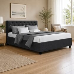Charcoal Queen Size Bed Frame with Gas Lift Storage