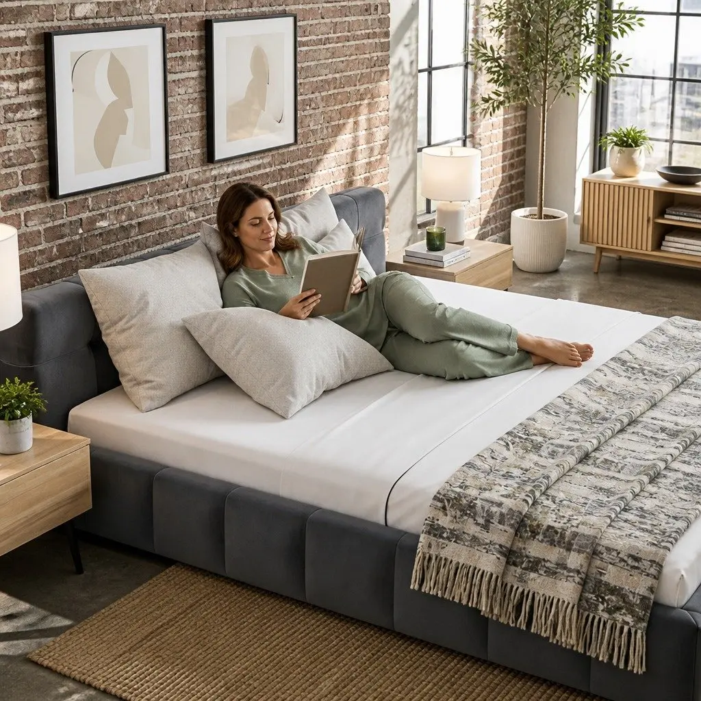 King Size Bed Frame Grey Plush Velvet Headboard Modern Platform Base Bedroom