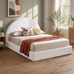 Double Bed Frame in Boucle Fabric for Comfort and Style