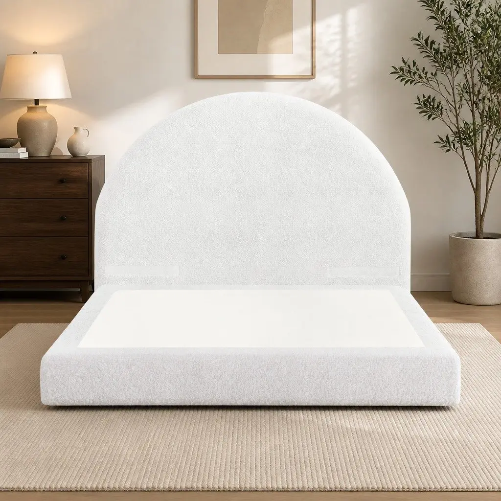 Double Bed Frame in Boucle Fabric for Comfort and Style