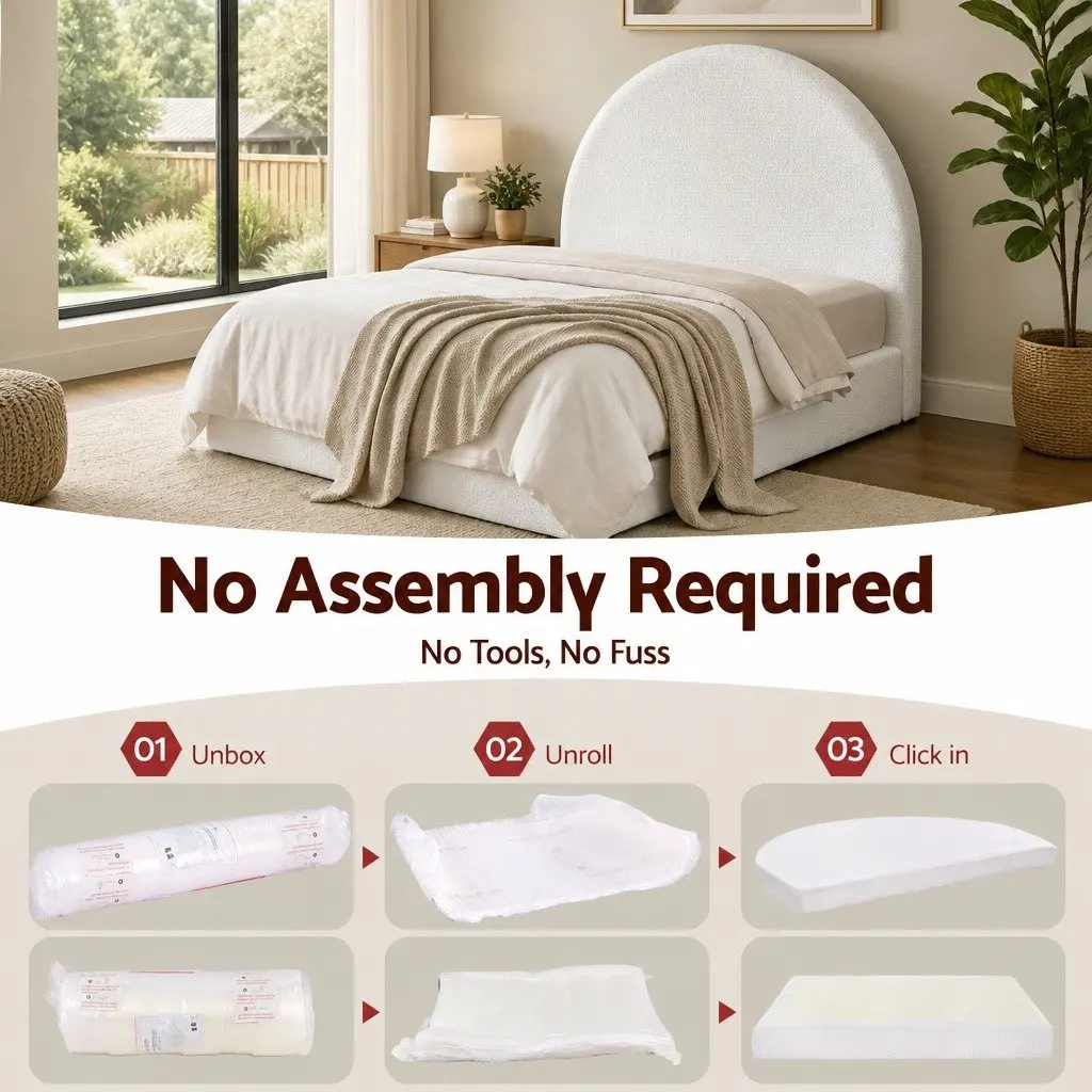 Double Bed Frame in Boucle Fabric for Comfort and Style