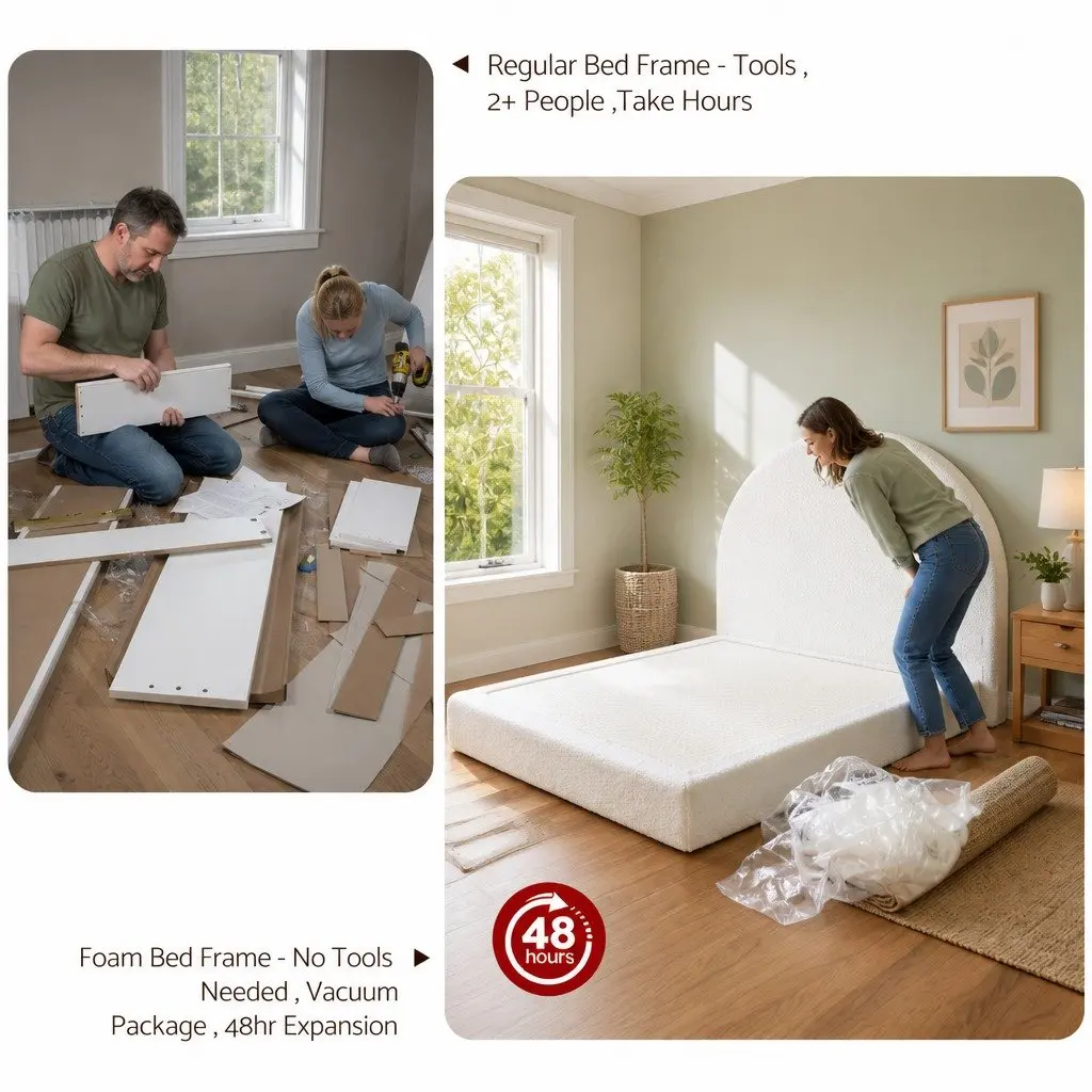 Double Bed Frame in Boucle Fabric for Comfort and Style