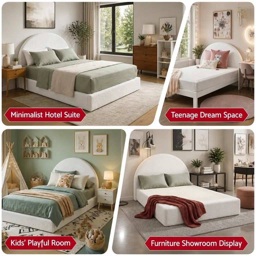 Double Bed Frame in Boucle Fabric for Comfort and Style