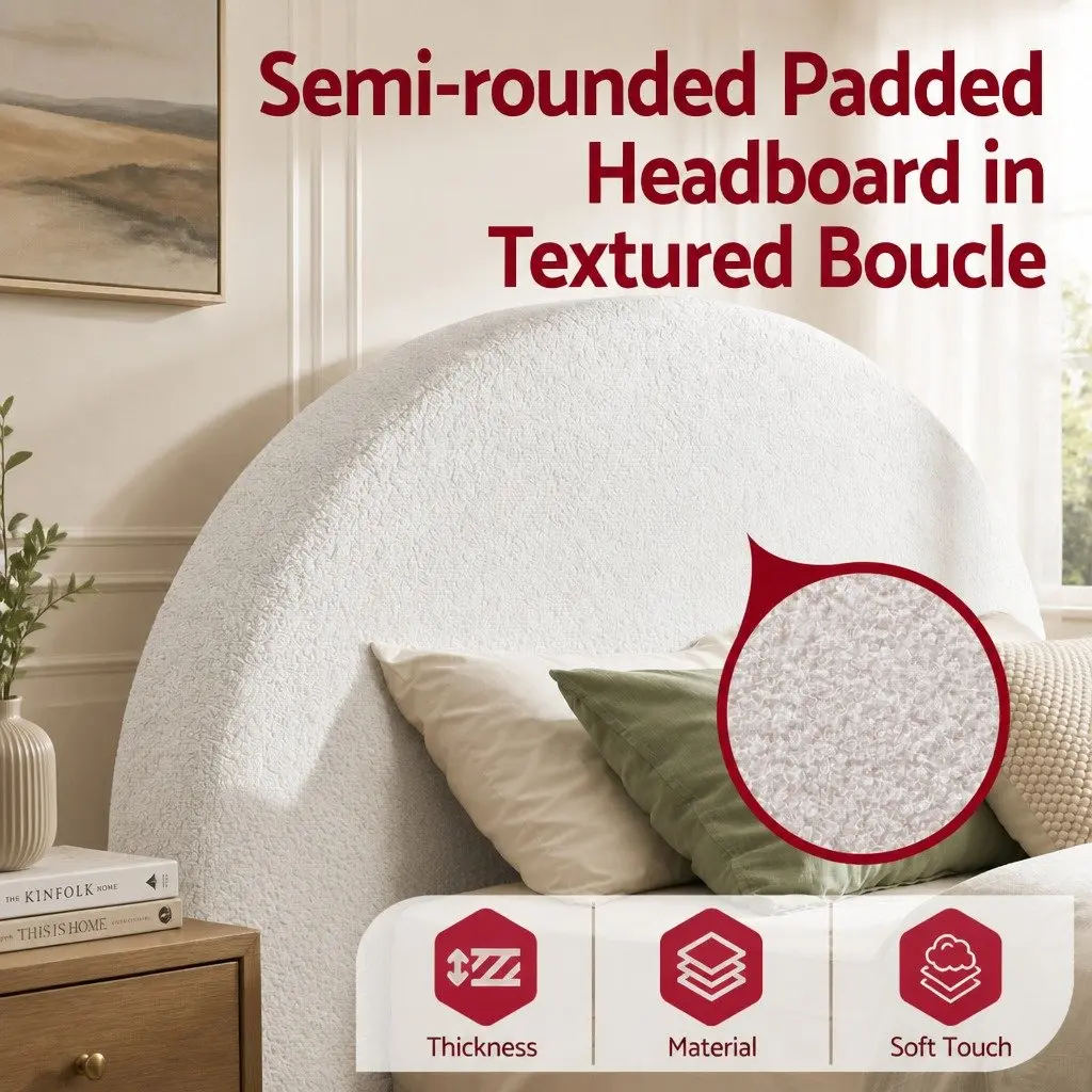 Double Bed Frame in Boucle Fabric for Comfort and Style