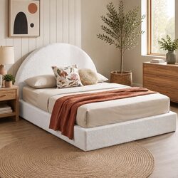 Comfortable Queen Bed Frame with Boucle Fabric