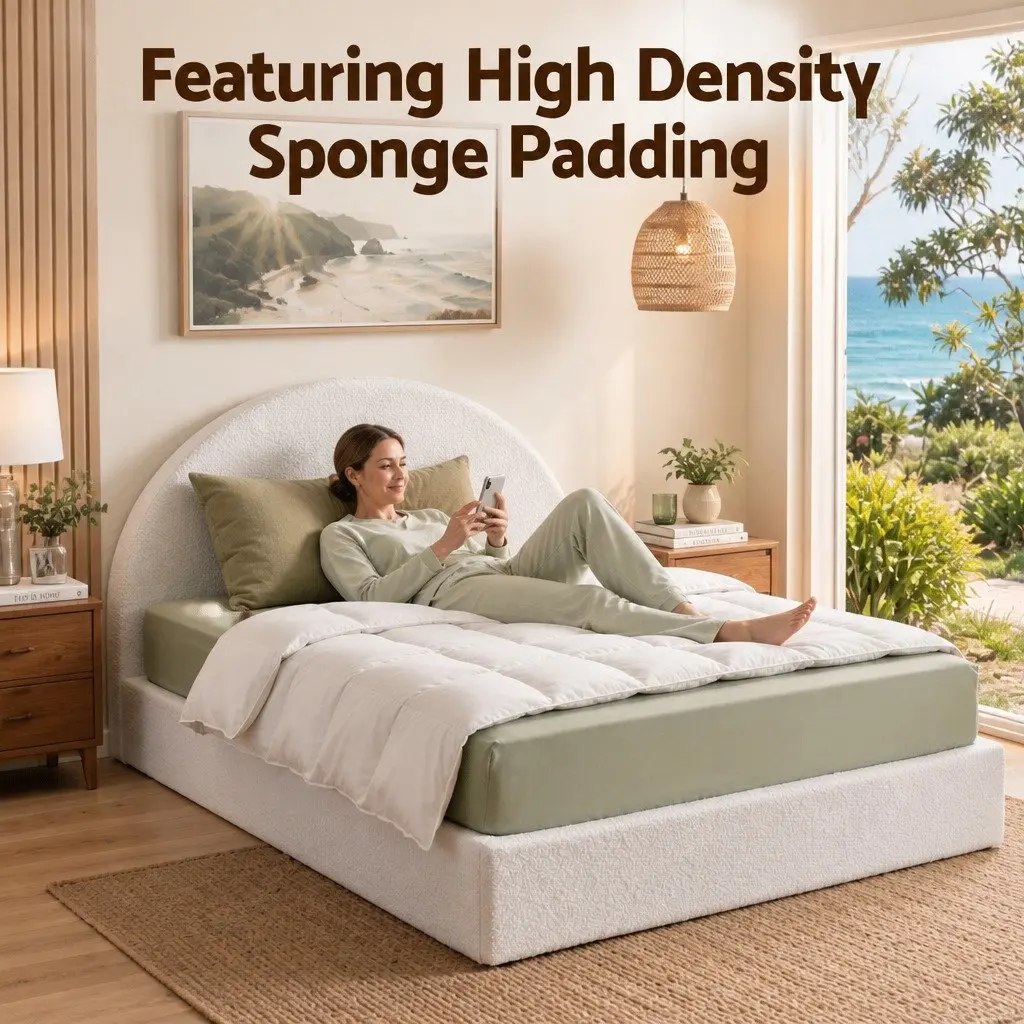 Queen Bed Frame Boucle Fabric Modern Minimalist Low-Profile Tool-Free Instant Expansion Removable Washable White
