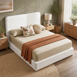 Boucle Fabric Double Bed Frame with Removable Cover