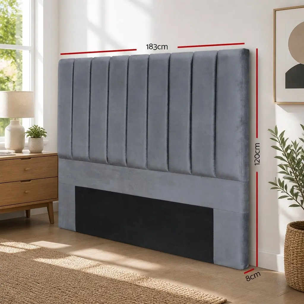 King Bed Headboard in Dark Grey Velvet