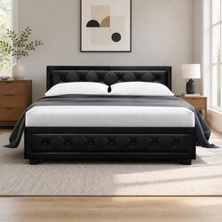 Upholstered Double Gas Lift Bed Frame with Storage