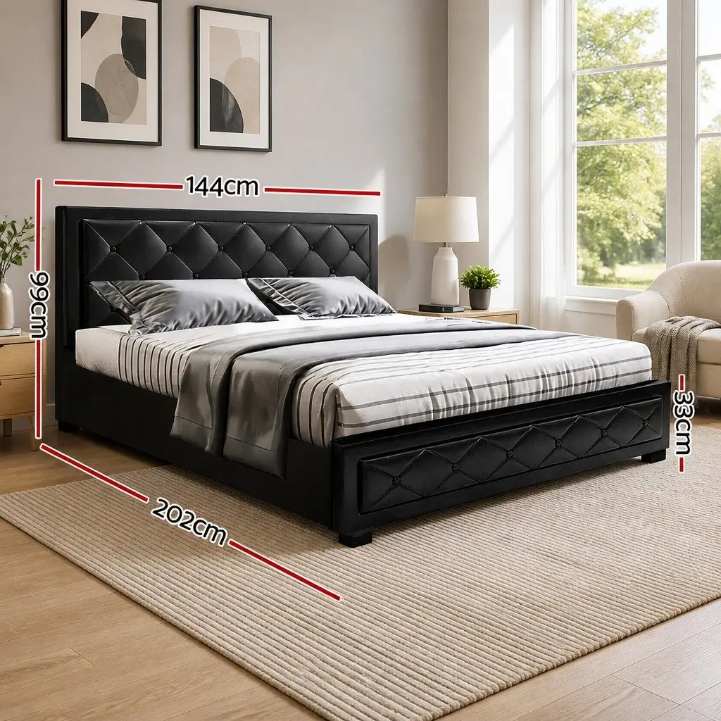 Upholstered Double Gas Lift Bed Frame with Storage