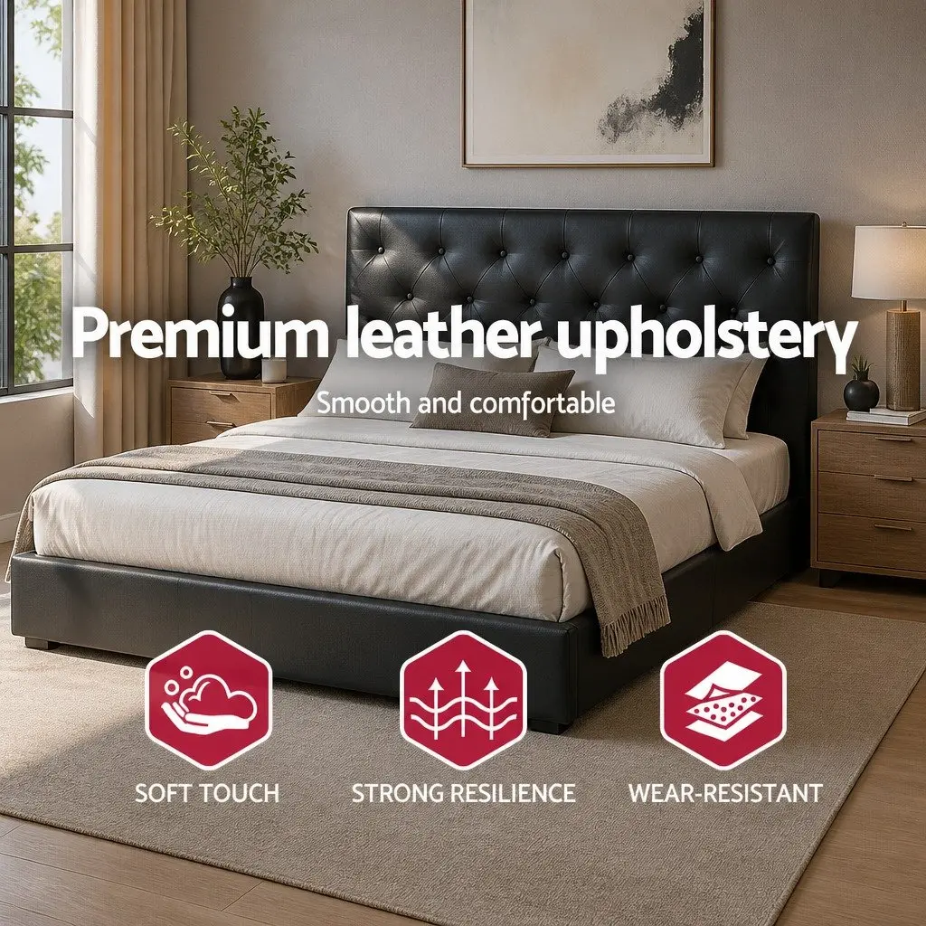 Upholstered Double Gas Lift Bed Frame with Storage