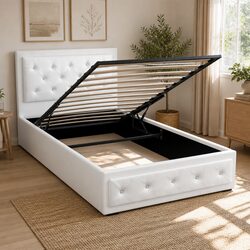 King Single Gas Lift Bed Frame with Upholstered Storage