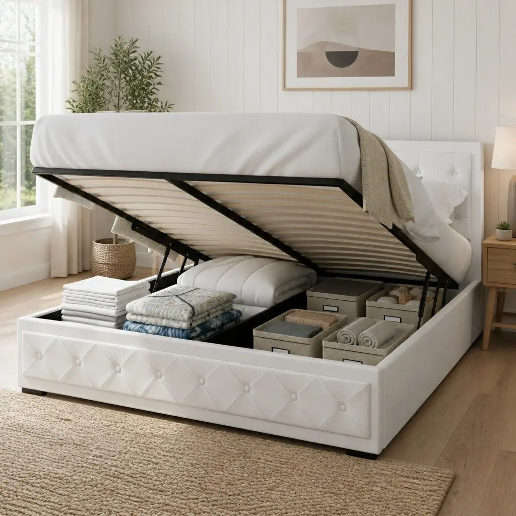 King Size Gas Lift Bed Frame with Storage