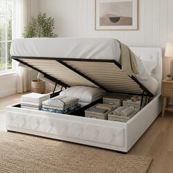 Stylish King Size Gas Lift Bed Frame with Storage