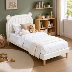 Bear Ears Upholstered Kids King Single Bed Frame