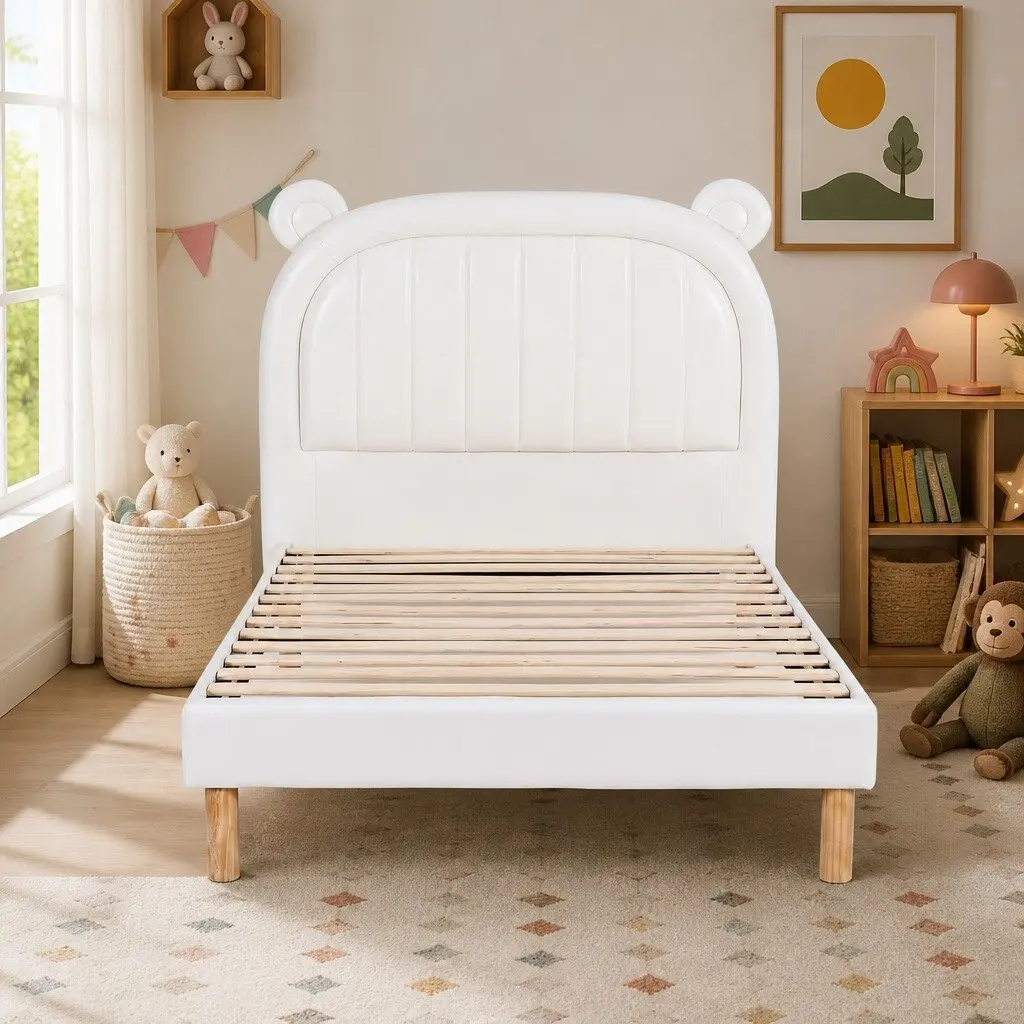 Bear Ears Upholstered Kids King Single Bed Frame