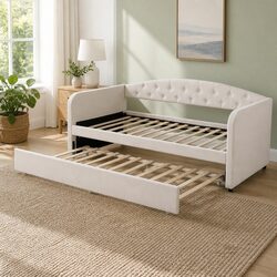 Tufted Upholstered King Single Daybed with Trundle