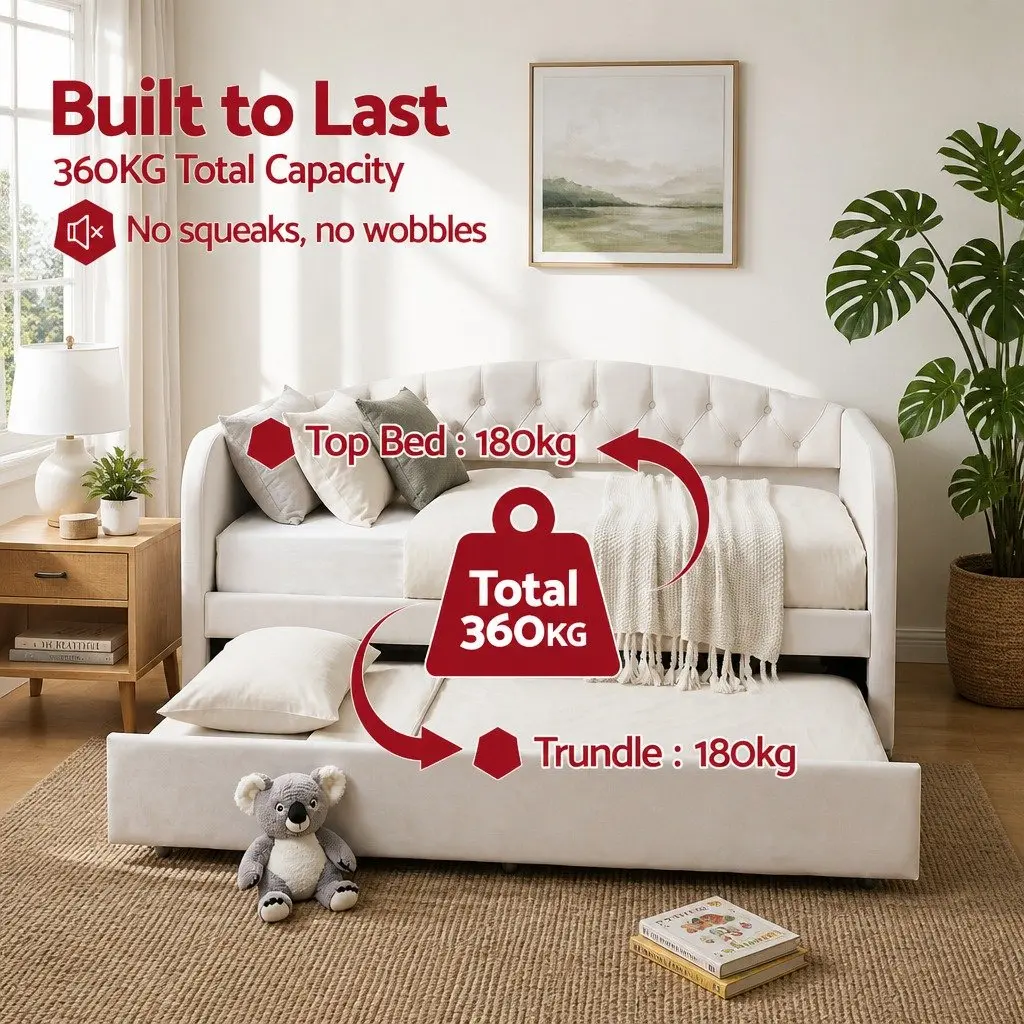 Tufted Upholstered King Single Daybed with Trundle