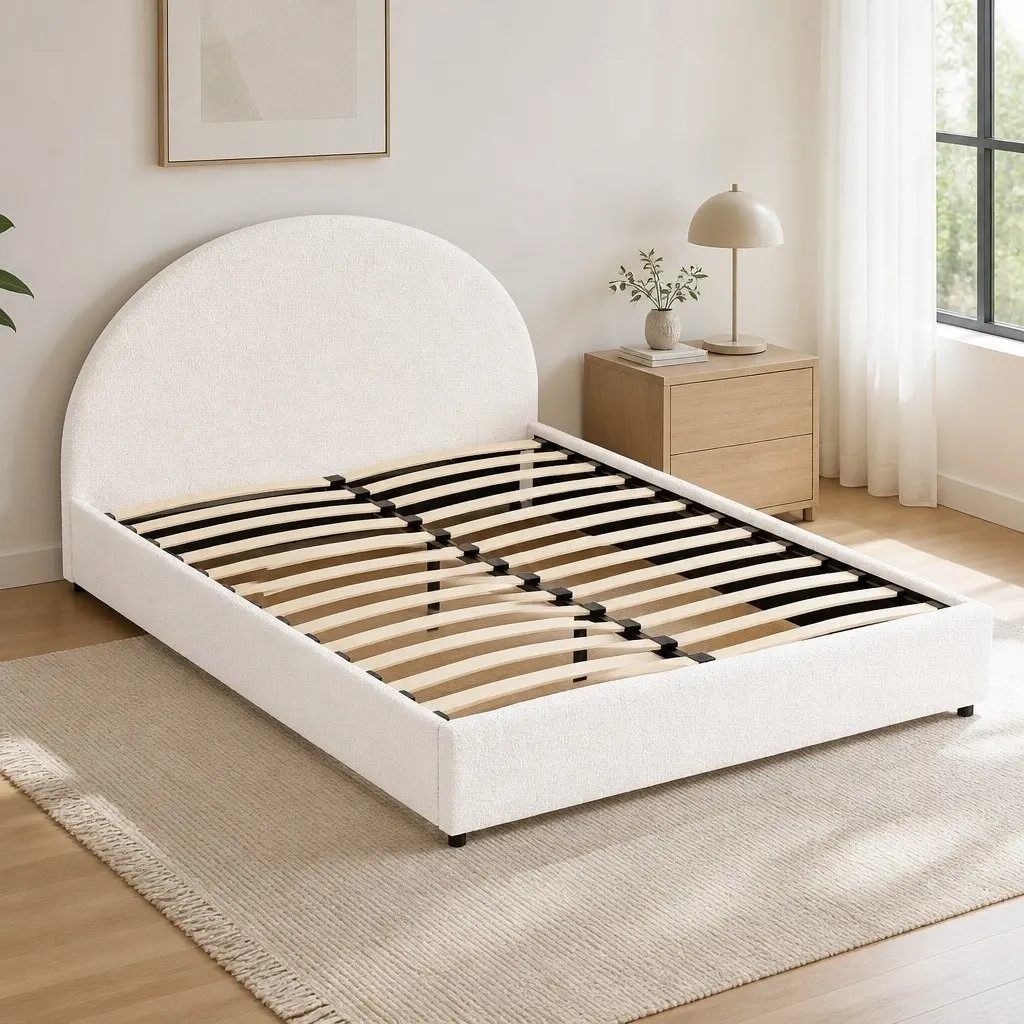 Double Gas Lift Storage Bed Frame with Boucle Fabric