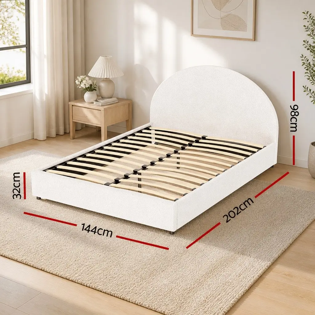 Double Gas Lift Storage Bed Frame with Boucle Fabric