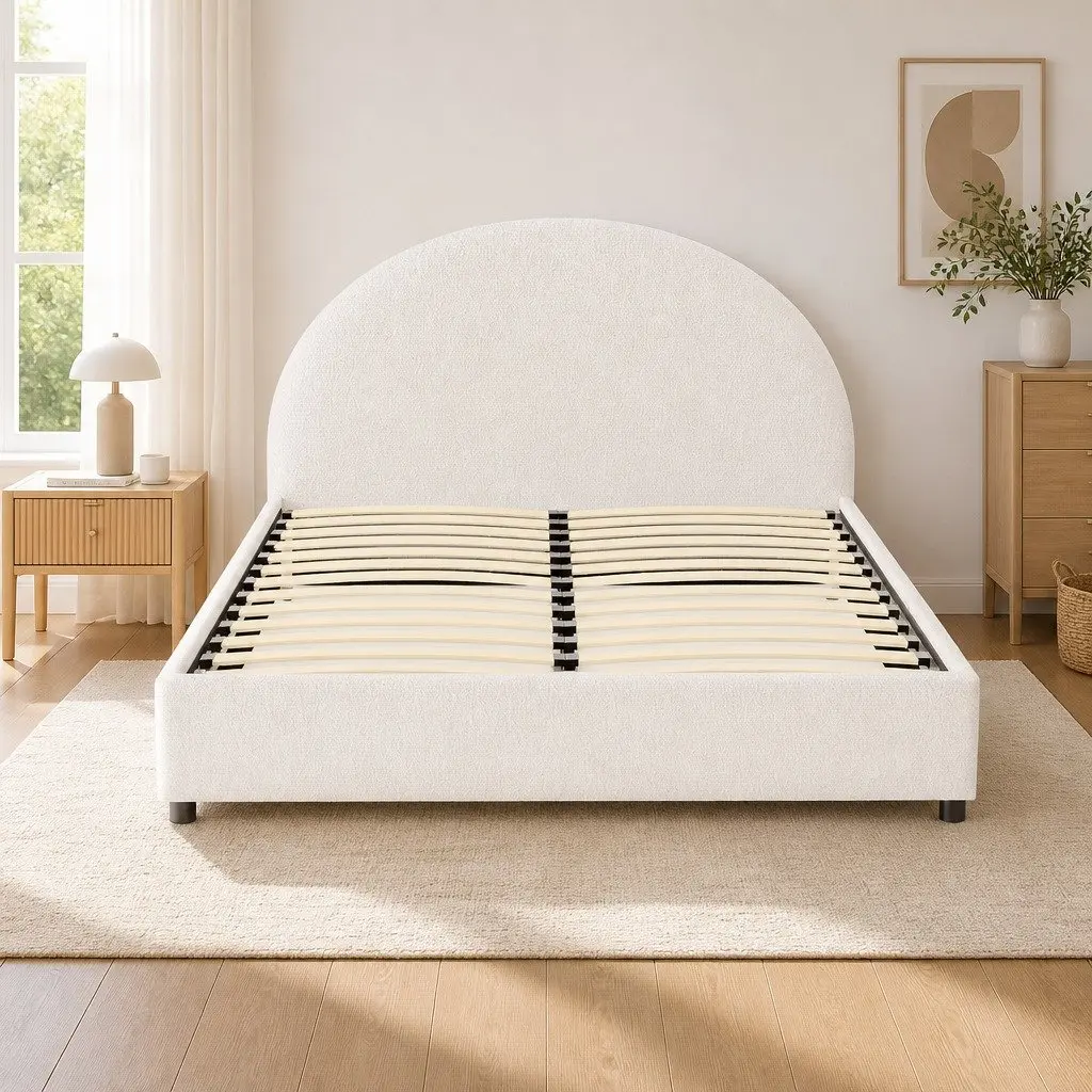 Double Gas Lift Storage Bed Frame with Boucle Fabric