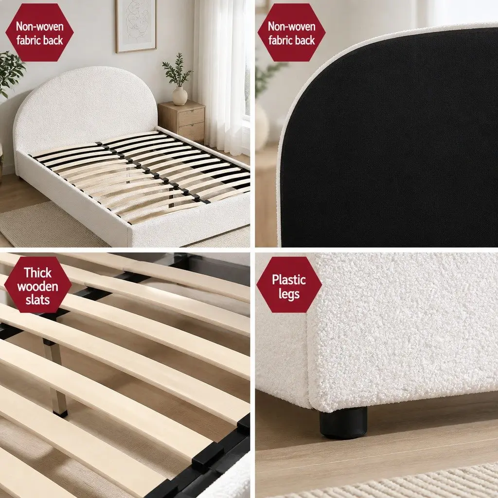 Double Gas Lift Storage Bed Frame with Boucle Fabric