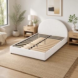 Boucle Upholstered Queen Gas Lift Storage Bed Frame