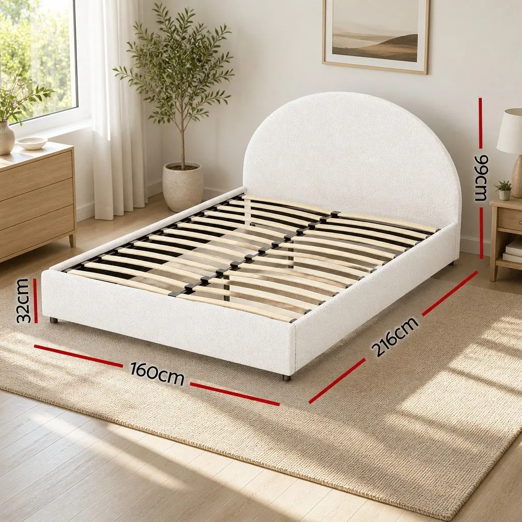 Queen Gas Lift Storage Bed Frame Boucle Upholstered Padded Platform Base