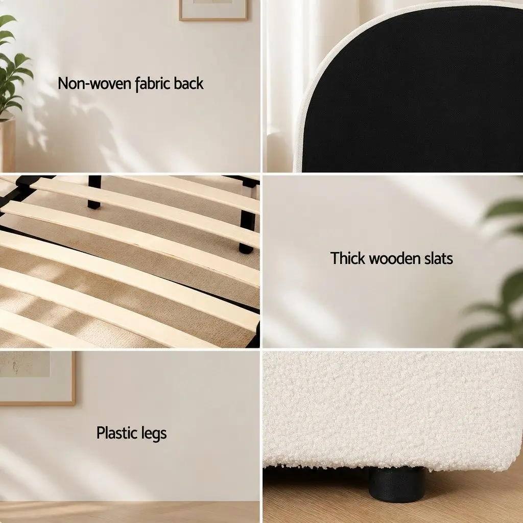 Queen Gas Lift Storage Bed Frame Boucle Upholstered Padded Platform Base