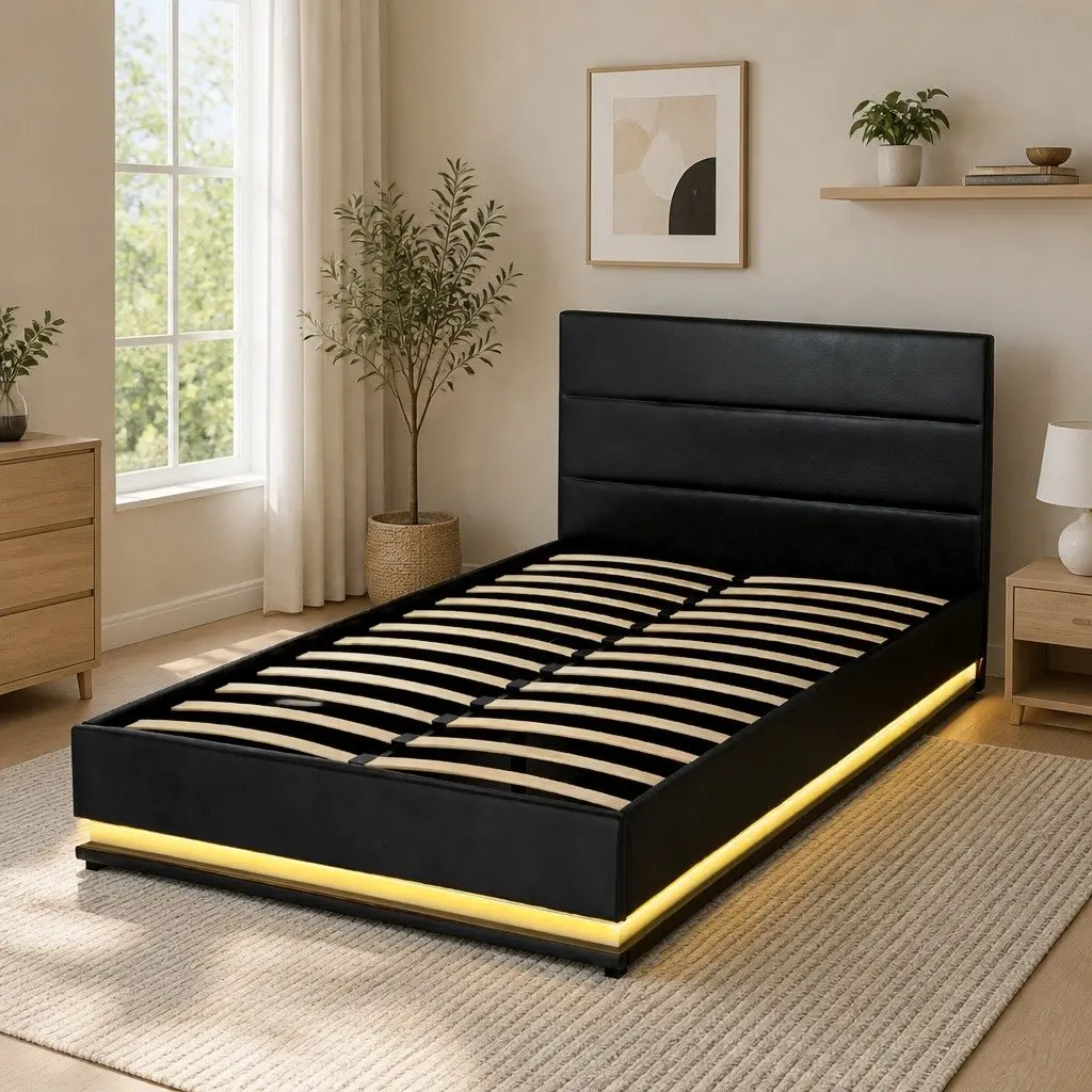 King Single Bed Frame with Gas Lift Storage