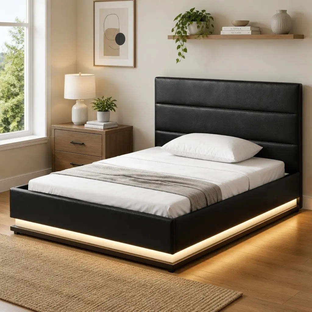 King Single Bed Frame with Gas Lift Storage