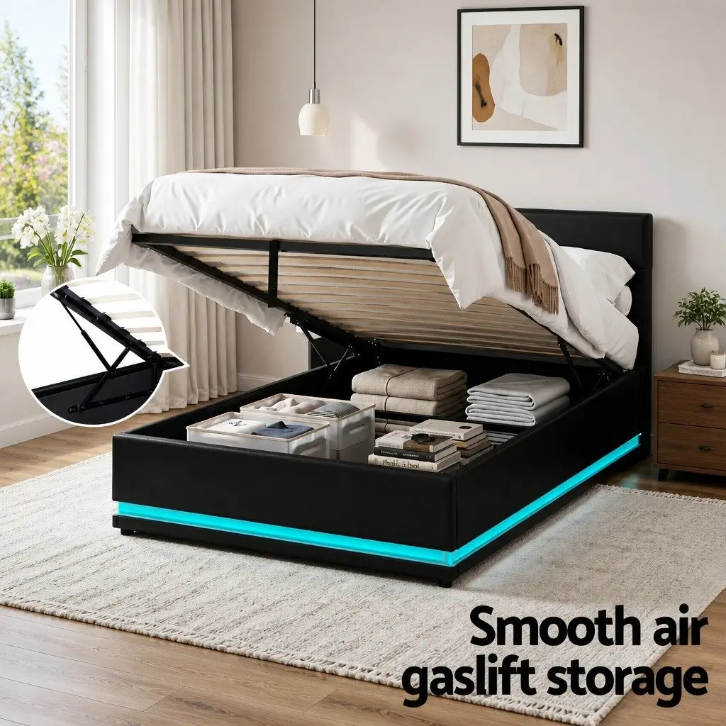 King Single Bed Frame with Gas Lift Storage