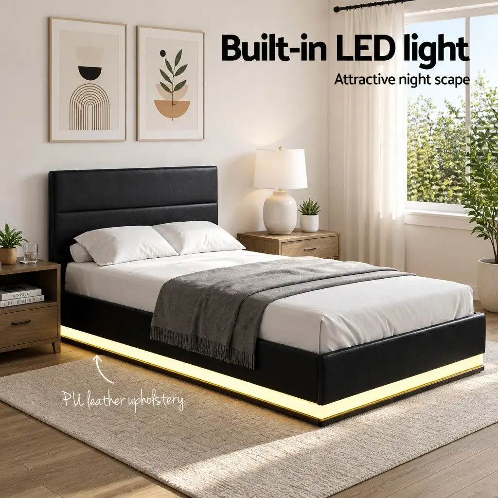 King Single Bed Frame with Gas Lift Storage