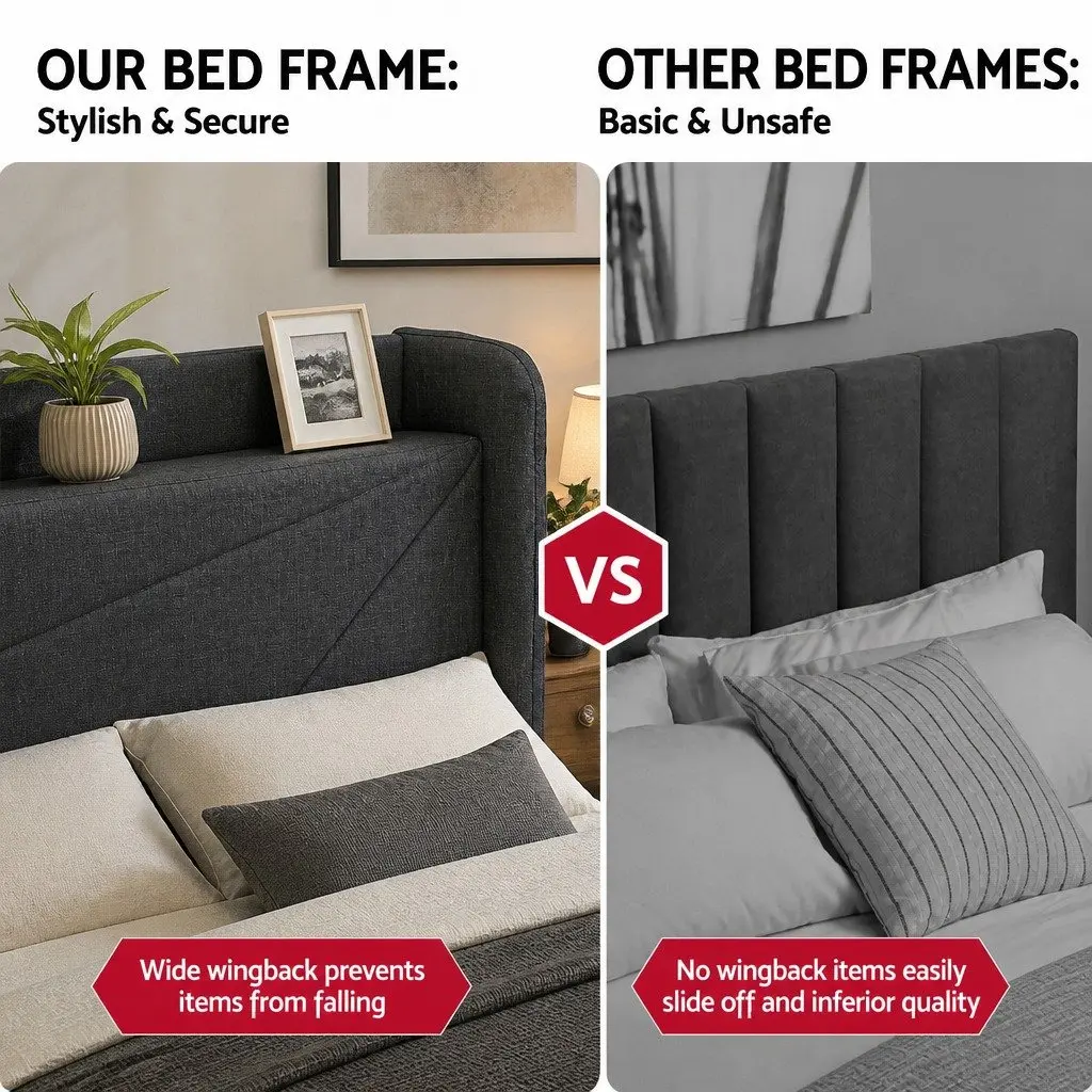 Double Bed Frame with Gas Lift Storage and Charging Ports