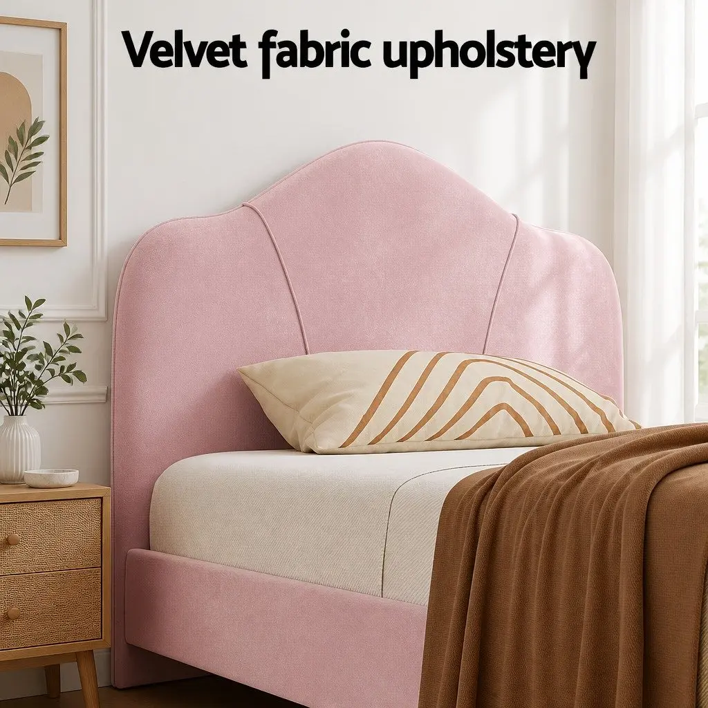 Pink Velvet Upholstered King Single Bed Frame