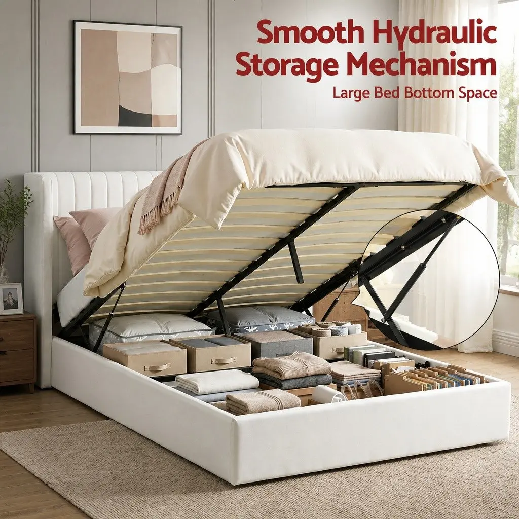 Velvet Double Bed Frame with Storage & USB Charging