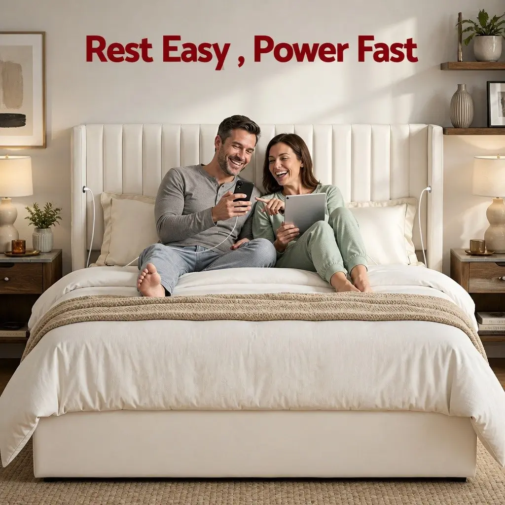 King Bed Frame Velvet Gaslift Storage Dual USB Type-C Charging Ports 204W x 220L x 115H cm