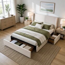 Comfort-Enhancing King Upholstered Bed Frame with Storage