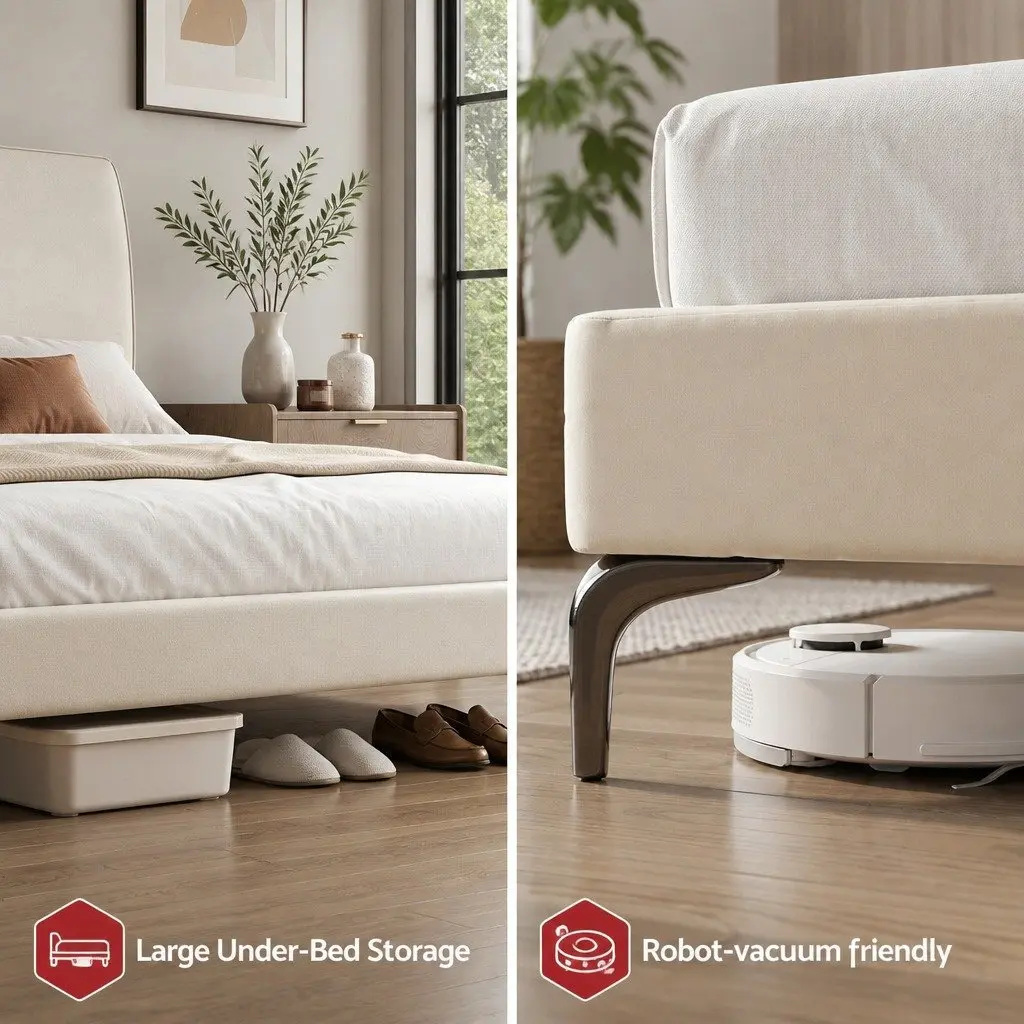 Double Bed Frame Upholstered Tufted Headboard 139W x 205L x 116H cm Velvet Fabric